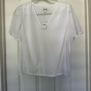 Express White Polka Dot Women's Top